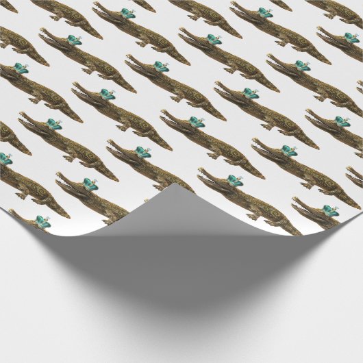 De Royal Croc - Alligator met juwelen en kroon Cadeaupapier (Hoek)