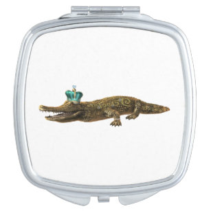 De Royal Croc - Alligator met juwelen en kroon Handtas Spiegeltje