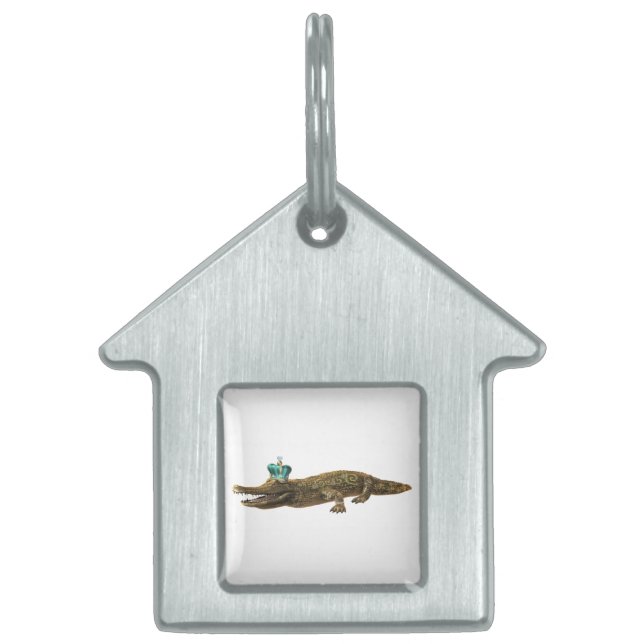 De Royal Croc - Alligator met juwelen en kroon Huisdieren Naamplaatje (Voorkant)