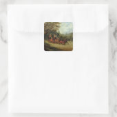 De Royal Mail Coach met Passengers (olie op canva) Vierkante Sticker (Tas)