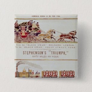 De Royal Mail Coach van Londen en York Vierkante Button 5,1 Cm
