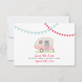 De roze Aanhangwagen van de Retro & Wedding sparen Save The Date
