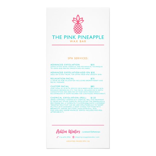 De roze ananas reclamekaart (Achterkant)