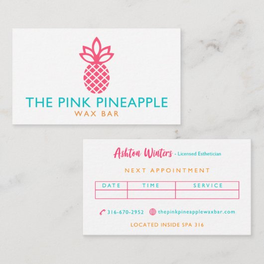 De roze ananas visitekaartje (Voorkant / Achterkant)