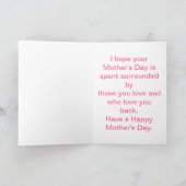 De Roze Anjers van de gelukkige Moeder Kaart (Binnen)