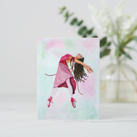 De Roze Ballerina Briefkaart (Staand voorkant)