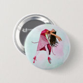De Roze Ballerina Ronde Button 5,7 Cm (Voorkant /achterkant)