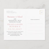 De roze Bestemmingsweddenschap verandert de Datum  Aankondigingskaart (Achterkant)