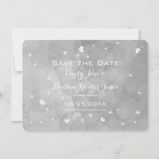 De roze Bladerstructuur van het hart slaat de datu Save The Date (Achterkant)