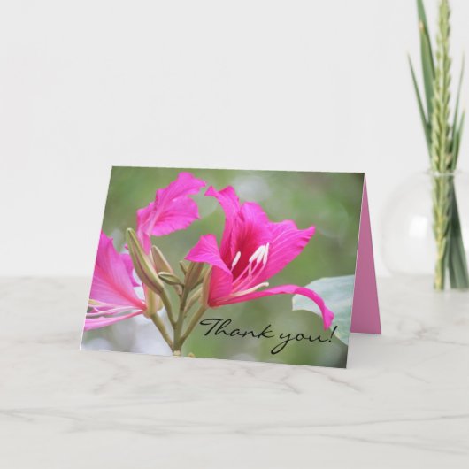 De roze bloem dankt u bedankkaart (Voorkant)