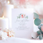 De Roze Bloemen sparen de Datum Aankondigingskaart<br><div class="desc">Lichtroze bloemen besparen de datum-briefkaarten</div>