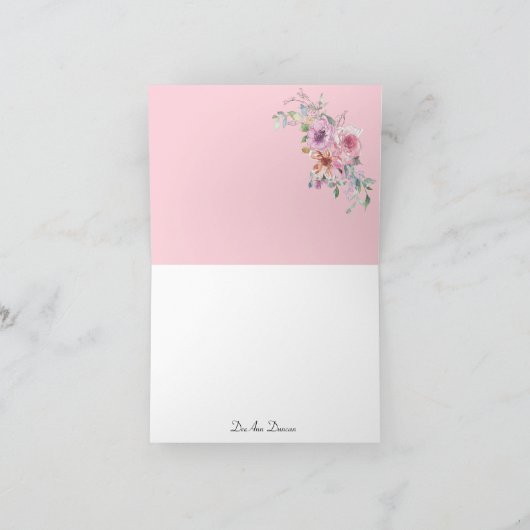 De roze Bloemen van de Kroon van de Brief Kaart (Binnen)