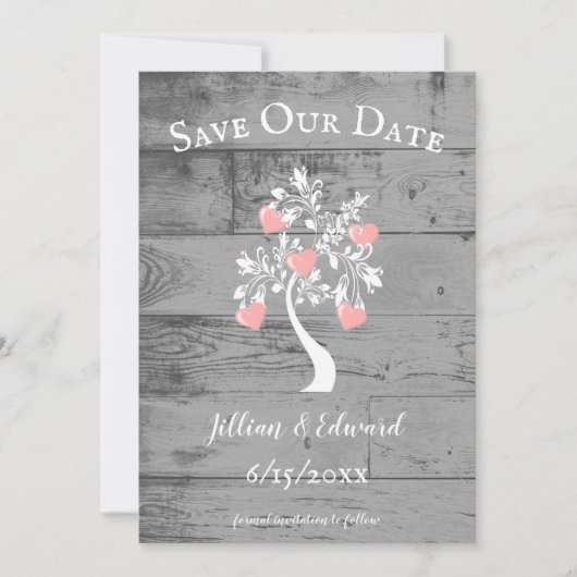 De roze Boom van Harten sparen de Datum aankondigi Aankondiging (Voorkant)