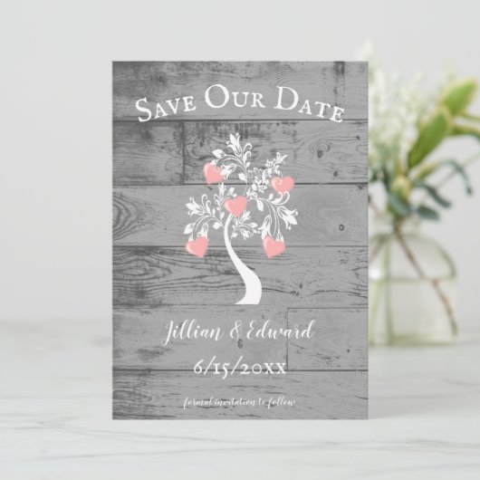 De roze Boom van Harten sparen de Datum aankondigi Aankondiging (Staand voorkant)