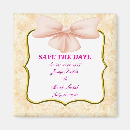 De roze Bow bewaart de Datum Magnet (Voorkant)