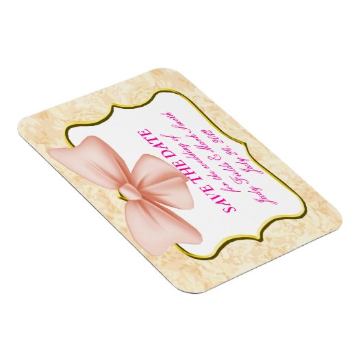 De roze Bow bewaart de Datum Magnet Magneet (Rechterzijde)