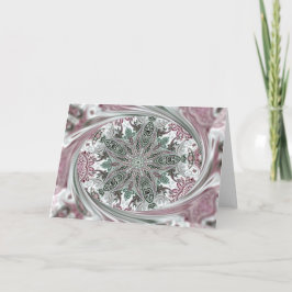 De roze Caleidoscoop van Paisley voor Kerstmis of Feestdagen Kaart