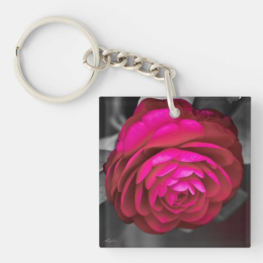 De Roze Camellia Sleutelhanger (Voorkant)