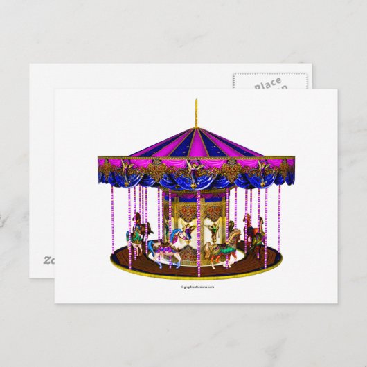 De roze carrousel briefkaart (Voorkant / Achterkant)