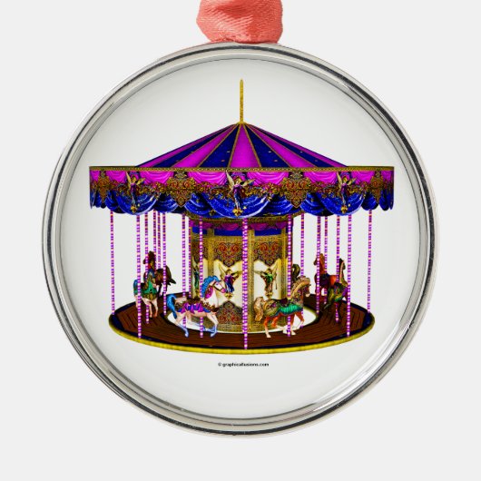 De roze carrousel metalen ornament (Voorkant)
