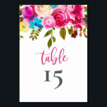 De roze cijfers van de Floral Bindingstabel Dubbel Kaart<br><div class="desc">Vibrant Boho roze Floral Wedding Table Numbers dubbelzinnig. Help uw gasten gemakkelijk hun weg te vinden met deze roze roze florale dubbelzijdige tafelnummerkaarten. Gemakkelijk om de aantallen toe te voegen! Met een roemrijke, levendige roze lentroze en hete roze waterverf geschilderde rozen, botanische florale bouquet met groene bladeren op een wit...</div>
