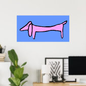 De roze dachshund poster (Thuiskantoor)
