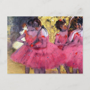 De roze dansers voor de ballet van Edgar Degas Briefkaart