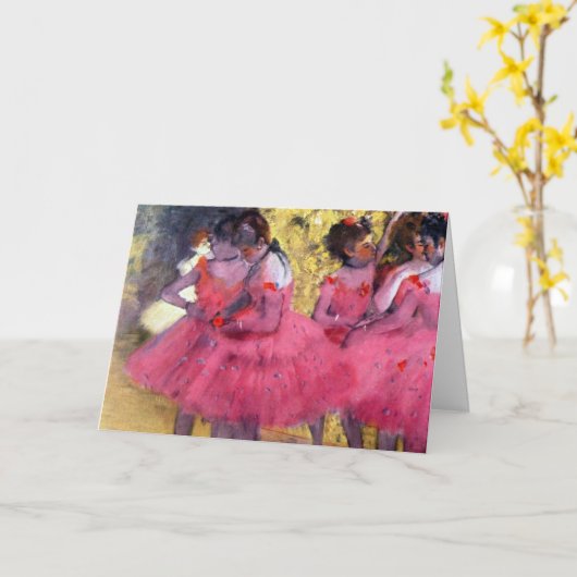 De roze dansers voor de ballet van Edgar Degas Kaart (Gele Bloem)
