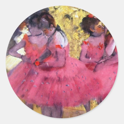 De roze dansers voor de ballet van Edgar Degas Ronde Sticker (Voorkant)