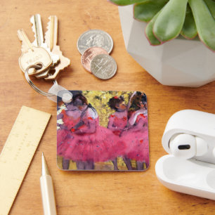 De roze dansers voor de ballet van Edgar Degas Sleutelhanger