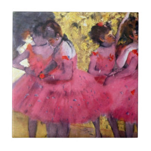 De roze dansers voor de ballet van Edgar Degas Tegeltje