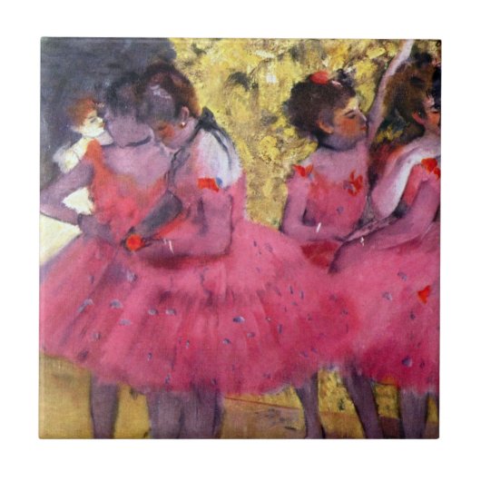 De roze dansers voor de ballet van Edgar Degas Tegeltje (Voorkant)
