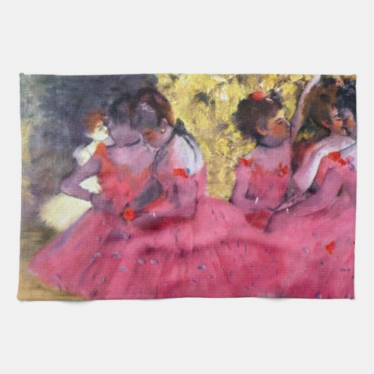 De roze dansers voor de ballet van Edgar Degas Theedoek (Horizontaal)
