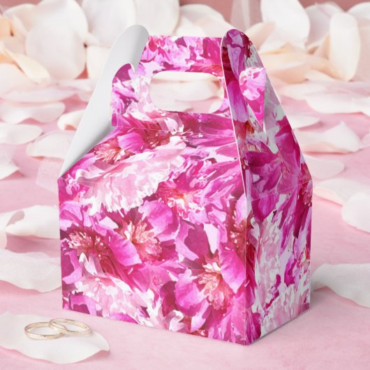 De roze Doos van de Gift van de Bloem van Pioenen Bedankdoosjes (Huwelijk)