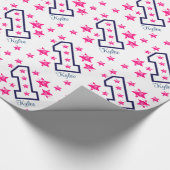 De ROZE Douane van de Verjaardag van STERREN Cadeaupapier (Hoek)