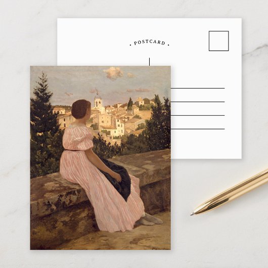 De roze dress | Fré dé ric Bazille Briefkaart