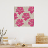 De roze Druk van de Bloem Poster (Keuken)