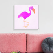 De roze Druk van het Canvas van Flamingo - Uw Kleu (Insitu (Woonkamer))