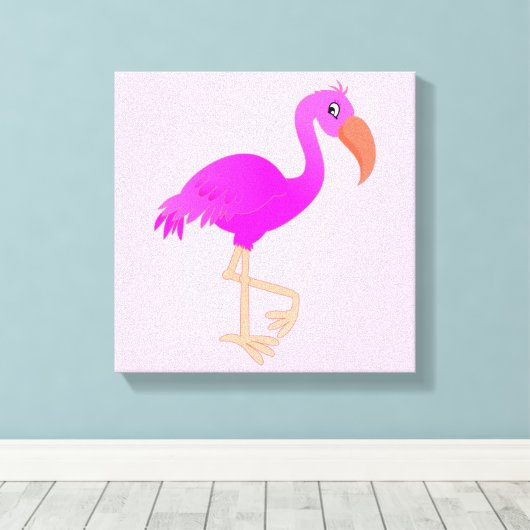 De roze Druk van het Canvas van Flamingo - Uw Kleu (Insitu (Houten vloer))