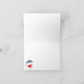 De roze en Blauwe Paraplu van de Vogel dankt u Bedankkaart (Binnen)