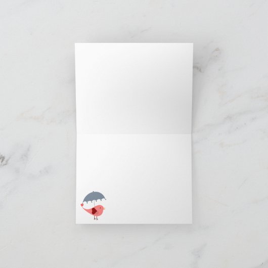 De roze en Blauwe Paraplu van de Vogel dankt u Bedankkaart (Binnen)