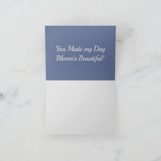 De roze en Blauwe Waterverf van het Denim Bloemen Bedankkaart (Binnen)