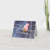De roze en Blauwe Waterverf van het Denim Bloemen Bedankkaart (Voorkant)