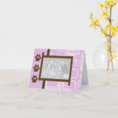 De roze en Bruine Wenskaarten van de Druk van de Kaart (Gele Bloem)