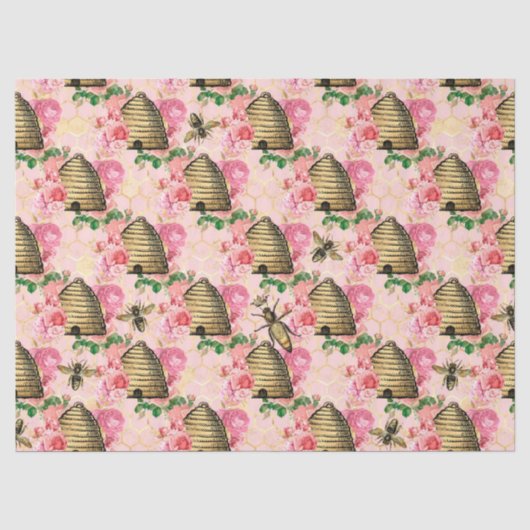 De Roze en Gouden Bij Serie Design 11 Tissuepapier (Voorkant)