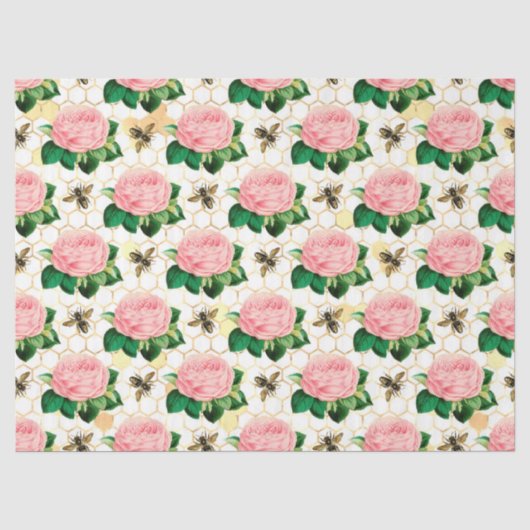 De Roze en Gouden Bij Serie Design 4 Tissuepapier (Voorkant)