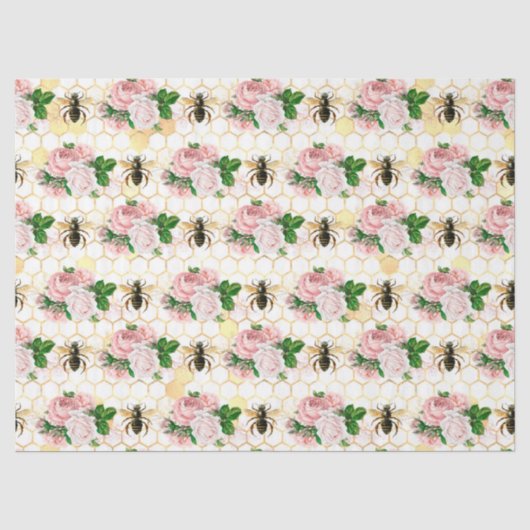 De Roze en Gouden Bij Serie Ontwerp 17 Tissue Papi Tissuepapier (Voorkant)