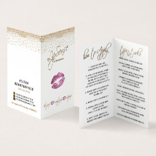 De roze en Gouden Instructies van de Lip Visitekaartje