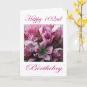 De roze en Groene Gelukkige 102ste Verjaardag van Kaart (Gele Bloem)