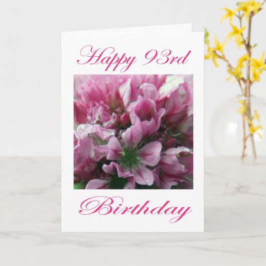 De roze en Groene Gelukkige 93ste Verjaardag van Kaart (Gele Bloem)